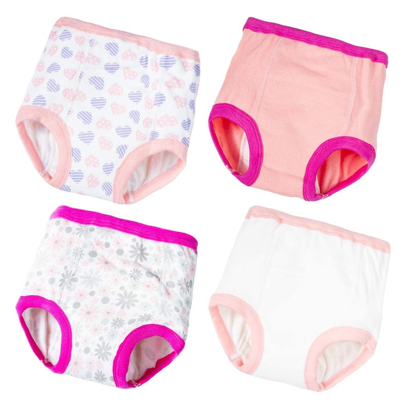 Joyo roy 4Pcs Potty Training Underwear for Girls 100% Cotton Soft Super Absorption Padded Thickness Kid Confident Toilet Training Pants 1T Waterproof Underwear Girls Pee Pants with Potty Sticker Chart - Image 1